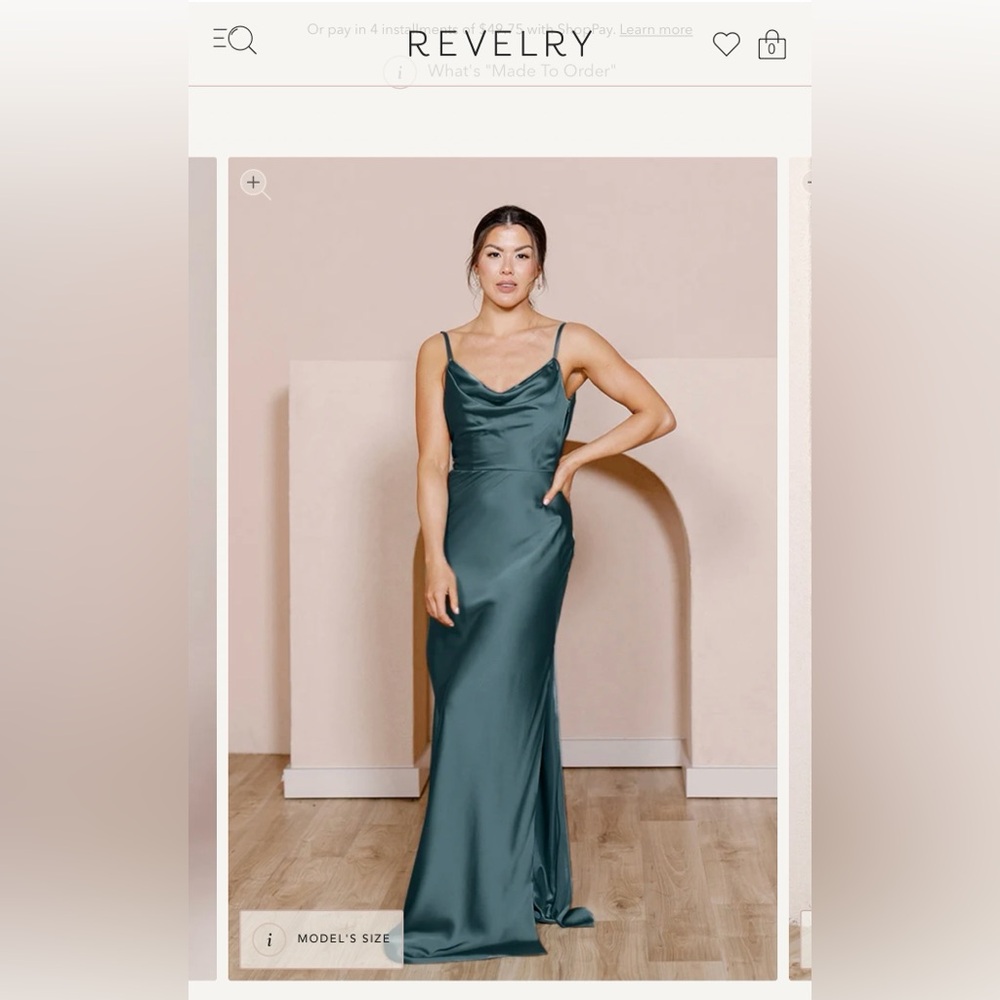Revelry Nadia Satin Eucalyptus Bridesmaid Dress